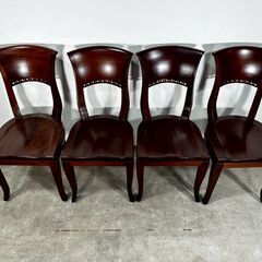 『アジアン家具』イタリーチェア ダイニングチェア 食卓チェア リビングチェア チェア 椅子 イス チーク無垢材 ダークブラウン 4脚セット RWcha78の画像