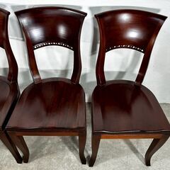 『アジアン家具』イタリーチェア ダイニングチェア 食卓チェア リビングチェア チェア 椅子 イス チーク無垢材 ダークブラウン 4脚セット RWcha78の画像