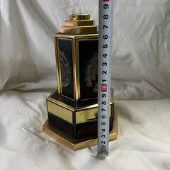 昭和レトロ希少品！からくり 回転扉 六面塔型 ゼンマイ式 オルゴール シガレット ケース ペン立ての画像