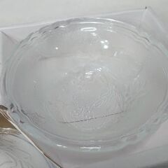 【サラダ皿にも デザート皿にも‥】未使用 KAMEI GLASS カメイガラス 小鉢 5客 花柄 ボウル 深皿 昭和レトロ 食器の画像