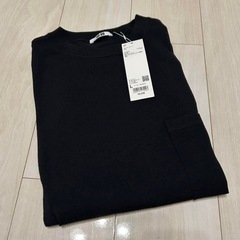 【新品・未使用】UNIQLO U クルーネックセーター半袖 L ブラック　黒色の画像