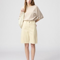 UNIQLOU☆クルーネックセーター半袖☆31BEIGEの画像