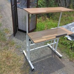 パソコン台：２段：木板：柱組パイプ金属；良品：の画像