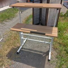 パソコン台：２段：木板：柱組パイプ金属；良品：の画像