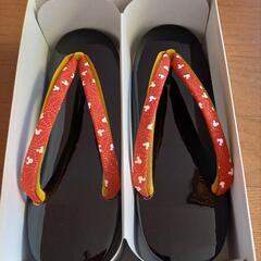 【新品未使用】桐下駄　浴衣　ディズニー　ミッキーモチーフ　ミッキーシルエットの画像