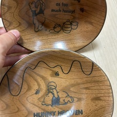 プーさん　木柄　皿の画像