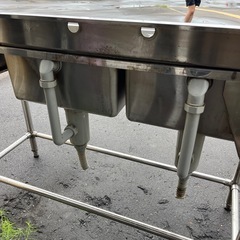 ☆問い合わせ多い☆現状品☆ステンレス　2槽シンク　横120 奥行45 掃除なしの画像