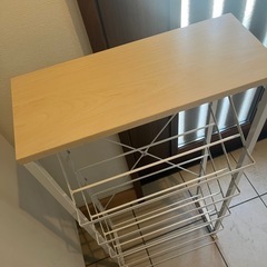 シューズラック　ホワイト　木目の画像