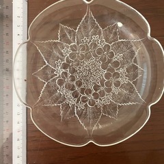 【お譲り先決定】昭和レトロ　ガラス皿　紫陽花の画像
