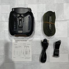 腰掛け扇風機 10000mAh 首掛け 手持ち 卓上 ストラップ・ベルト付 黒の画像