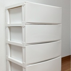 サンカ 収納 チェスト ワイド 4段 ホワイト 色 (幅54×奥行42×高さ87.5cm) の画像