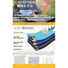 【受付終了】CAMDOOR キャンプ マット エアーマット 厚手【30秒自動膨張】　黒の画像