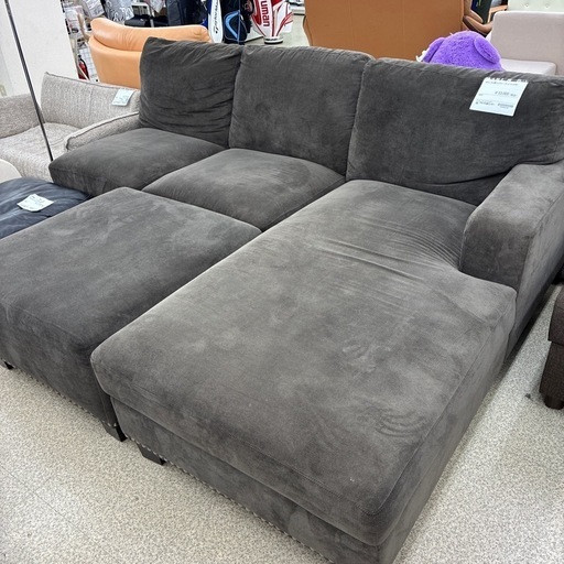 リユースのサカイ東金店　IKEA３人掛けソファー　こげ茶　オットマン付き　TJ13372