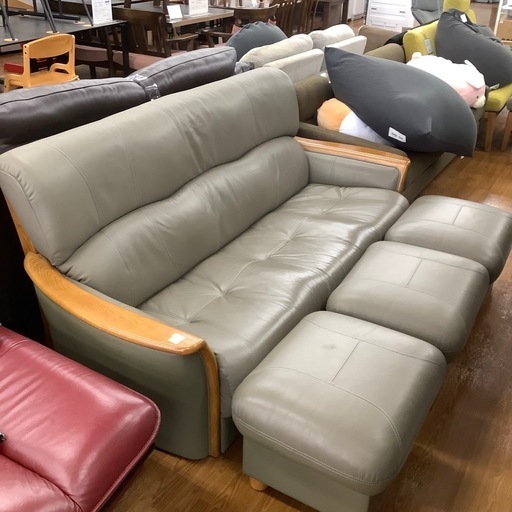 浜本工芸 オットマン付き3人掛けソファー【トレファク 川越店】