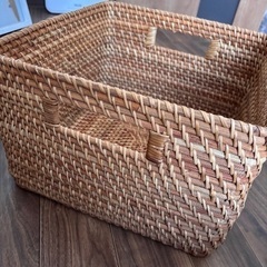無印良品　重なるラタン角型バスケット・大の画像