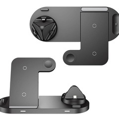 6in1ワイヤレス充電器 - ACアダプター内蔵ワイヤレス充電ステーション | ほとんどのスマートウォッチ携帯電話用の頑丈なワイヤレス充電器パッドの画像