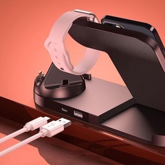 6in1ワイヤレス充電器 - ACアダプター内蔵ワイヤレス充電ステーション | ほとんどのスマートウォッチ携帯電話用の頑丈なワイヤレス充電器パッドの画像