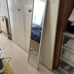 壁掛ミラー 120センチホワイトの画像