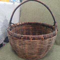 竹籠　取手付き　竹細工　古道具　編み籠 幅 25×29 cm 高さ 15cmの画像