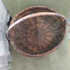 竹籠　取手付き　竹細工　古道具　編み籠 幅 25×29 cm 高さ 15cmの画像