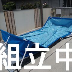 INTEX組立式プール（駐車場１台分のサイズ）＆階段＆ポンプの画像