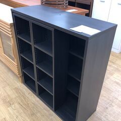 ★リユースのサカイ幸手店★SJ9888　ジモティ割あり★  スライド式本棚 ダークブラウン W90×D95×H35 クリーニング済み SJ9888の画像