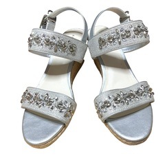 美品 ANTEPRIMA サンダル ウェッジソール ビジュー シルバー 合皮の画像