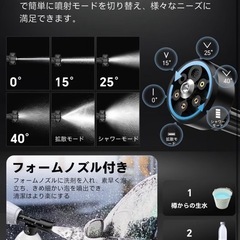 高圧洗浄機 コードレス USB充電式 3段階水モード 約18モード調節可能の画像