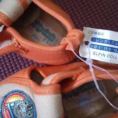 ★ ベビーシューズを無料でお譲りします（きかんしゃトーマス、靴、新品未使用、12.5cm、オレンジ、はじめてトーマス）8/31まで受付の画像