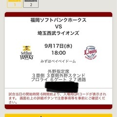 ホークスチケット 9.17の画像