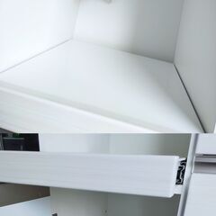 ニトリ キッチンボード モデル ポスティア 100KB 幅100.5cm 奥行き50cm 高さ205.5cm レンジボード 食器棚 ホワイト 上下コンセント付き　2ドア　スライドドアの画像