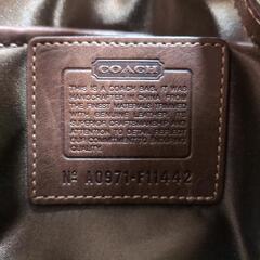 【COACH】ブラウン レザー ショルダーバッグ シグネチャー 斜めがけの画像