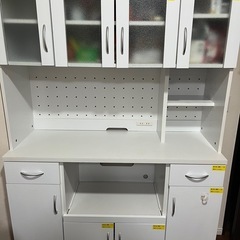 食器棚 120cm キッチンボード スライド棚 レンジボード Mirage 鏡面の画像
