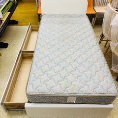 フランスベッド シングルベッド ホワイト 引き出し付き マットレスセットの画像
