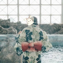 【上品×可愛らしさ】白地×グリーン植物柄浴衣＋ピンク帯セットの画像