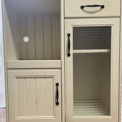 レンジ台　収納　家具　白　ホワイト　北欧風　モザイクガラス