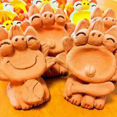 🌿🌺ハンドメイド・素焼き調シーサー🌺🌿の画像