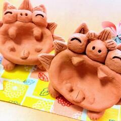 🌿🌺ハンドメイド・素焼き調シーサー🌺🌿の画像
