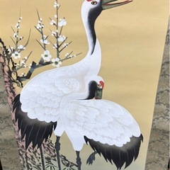松堂作　掛け軸　松鶴の画像