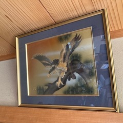 彫金画 鷹 金属工芸品の画像