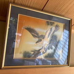 彫金画 鷹 金属工芸品の画像