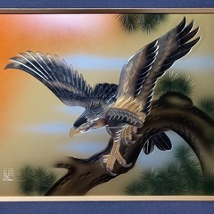 彫金画 鷹 金属工芸品の画像