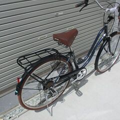 E388★限定特価★ 中古自転車 マルイシ　ワラビー　ネイビー【26インチ　軽快車　6段　LEDオートライト 】の画像