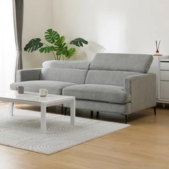 📣【配送料のみでお譲りします】3人掛けグレーモダンソファ🛋️ ※引越し先に搬入できず、泣く泣く手放します…！の画像