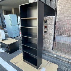【0円/無料】本棚/カラーボックス・幅59.5×奥行29.5×高さ178cm・ブラックの画像