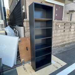 【0円/無料】本棚/カラーボックス・幅59.5×奥行29.5×高さ178cm・ブラックの画像