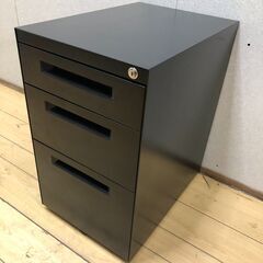 【美品】NAIKI 鍵付きスチールワゴン 3段 キャスター付き ブラック 0820キー有　2020年製造　【糸島市内 送料無料】250720-5の画像