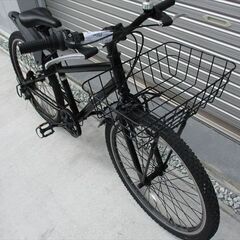 E397★14800円★整備済み 中古子供自転車 JrMTB　ブラック　カゴ付き【24インチ 】の画像