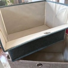 カラーボックス用収納ボックス 2個セット（折りたたみ可・グレー＆ブルー系）の画像