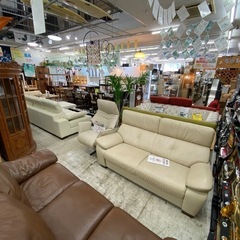 【愛品館 江戸川店 】総本革 3Pソファ オシリス かねたやの画像
